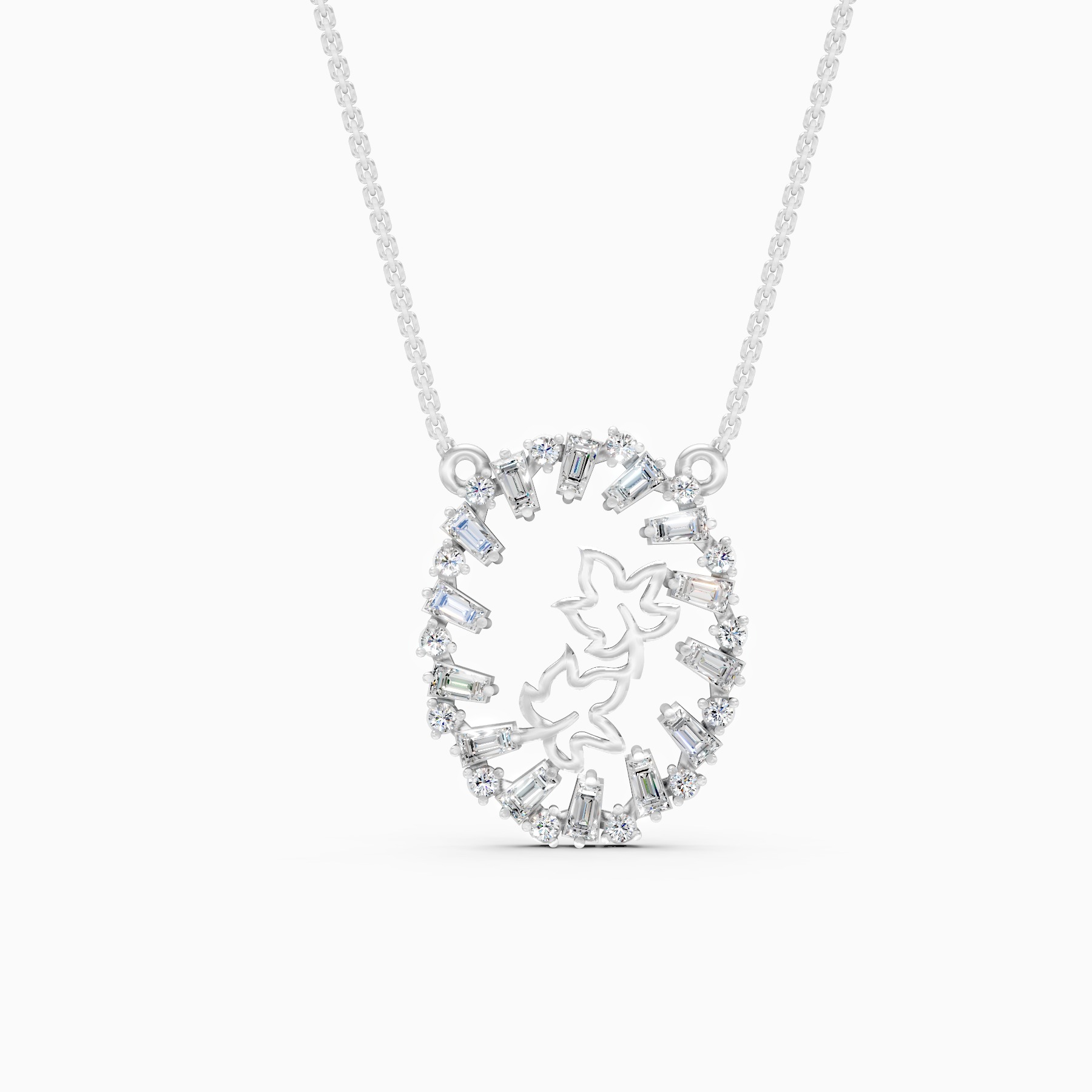 Floral Diamond Pendant Necklace